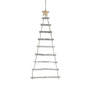 Deko AS Hänge-Weihnachtsbaum Holzleiter mit Stern - Dekoleiter - 25 x 70 cm Natur - 62233 (1 St), mit Holzstern braun