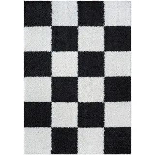 Sanat Milano 1250 Hochflorteppich 60 x 110 cm Schwarz/Weiß