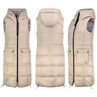 SUBLEVEL Steppweste Lange Stepp weste Kapuze Übergangs Herbst Frühlings Weste Windbreaker beige M 38
