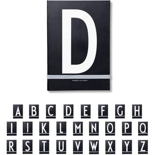 Design Letters Buchstaben Notizbuch A5 A-Z Schwarz | Nutzen Sie das unlinierte Notizbuch als Bullet Journal, 2024 Planer | Notizbuch A5 mit elastischem Verschlussband | 146 nummerierte Seiten