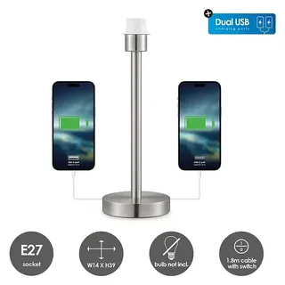 Home Sweet Home Lampenfuß Charge 39  (10 W, Höhe: 39 cm, Silber, Edelstahl, E27)