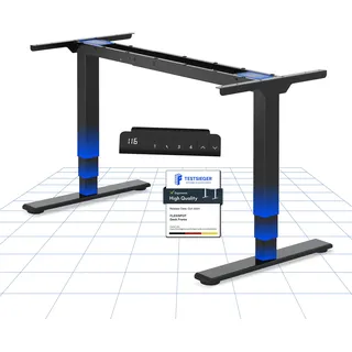 FLEXISPOT Elektrisch Höhenverstellbares Schreibtischgestell mit Dual-Motor & 3-stufigen Säulen, Sitz-Steh-Tisch Rahmen für Homeoffice & Büro, Höhenbereich 60–125 cm, Schwarz EC5-LITE
