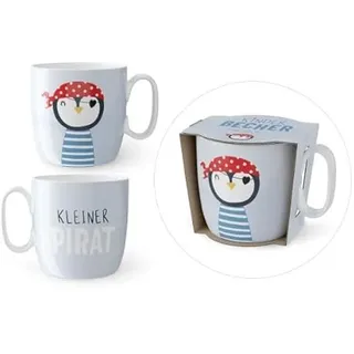 Kindertasse Kinderbecher Tasse Becher Porzellan 150ml (Kleiner Pirat - Pinguin)