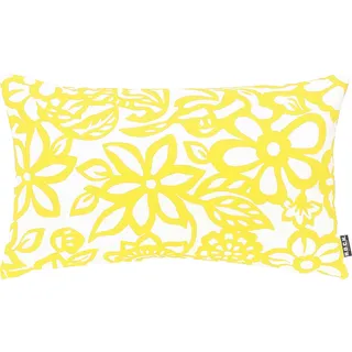 Dekokissen H.O.C.K. "Paloma", gelb (gelb, geblümt), B:30cm H:10cm L:50cm, Polyacryl, Dekokissen_Sitzkissen_Kissenhüllen, Kissenhülle mit Füllung, 1 Stück, in Blumen-Optik