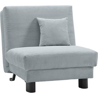 Sessel ELL + "Enny" Gr. Cord, HR-Kaltschaum, Sitzhöhe 40 cm, B/H/T: 85 cm x 85 cm x 100 cm, blau (hellblau) Einzelsessel Schlafsessel