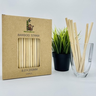 100 Stk. Bambus Strohhalm wiederverwendbare Bambusstrohalme Strohhalme aus Bambus Trinkhalm Halm