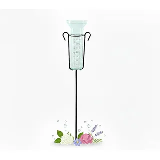 mucHome Regenmesser mit Metall Erdspieß, 75 cm, Regenmengenmesser bis 40 mm/m2, große Skala, Wetterstation für Garten und Terrasse, Gartenstecker