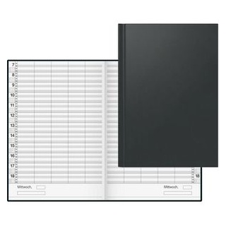Rido-Ide Buchkalender Ultraplan jahresunabhängig, Reservierungsbuch, 1 Tag auf 2 Seiten, schwarz, A4