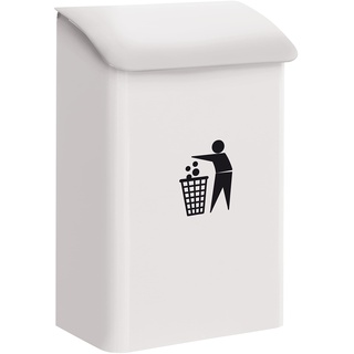 ARREGUI E6101 Mülleimer zum Aufhängen | Aufhängbarer Wandmülleimer | Mülleimer für Garagen, Eingänge, Geschäfte | Papierkorp | Hängemülleimer mit Deckel | 18 L Abfalleimer | Mülleimer aus Stahl | weiß