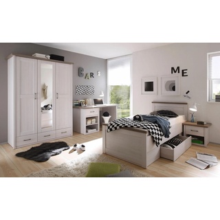 Jugendzimmer-Set BEGABINO "Luca, Deal für begrenzte Zeit" Schlafzimmermöbel-Sets weiß (pinienfarben weiß, trüffelfarben) Baby Komplett-Kinderzimmer