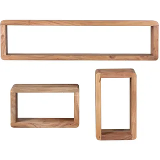 FineBuy Wandregal 80 x 15 x 20 cm Akazie