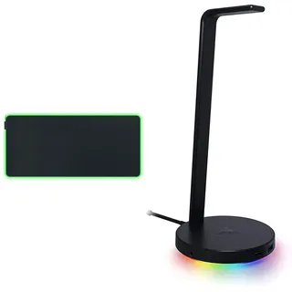 Razer Goliathus Chroma 3XL - Weiche Gaming-Mausmatte Chroma RGB & Base Station V2 Chroma - Headset-Ständer mit USB-Hub und RGB-Beleuchtung Schwarz