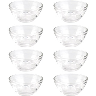 LNQ LUNIQI Glasschüsseln, 7,4 cm, stapelbar, Mehrzweck-Servierschüsseln aus klarem Glas für Küche, Dessert, Dips, Süßigkeiten, 7,5 cm, 8 Stück