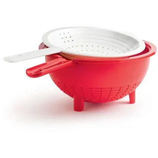TUPPERWARE Küchensieb Tupperware Saladin® Praktisches Sieb-Doppel in rot-weiß
