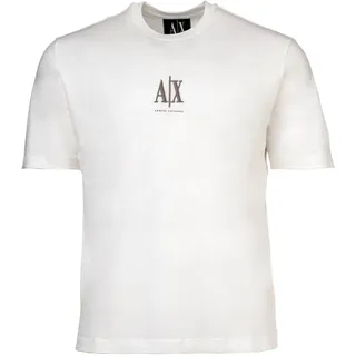 Armani Exchange AX ARMANI EXCHANGE Herren T-Shirt - Rundhals, Kurzarm, Logo Stickerei, Baumwolle Weiß L