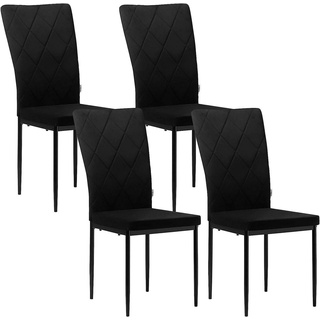Woltu Esszimmerstuhl (Set, 4 St), Küchenstuhl Samtstuhl mit hoher Rückenlehne schwarz