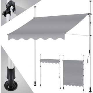 KESSER Klemmmarkise Klemmmarkise mit Handkurbel Balkon Markise, Balkonmarkise Markise grau 350 cm