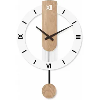 MOPUEA Wanduhr Wanduhr Holz Lautlos Ohne Ticken Modern Skandinavisch Mit Pendel Groß