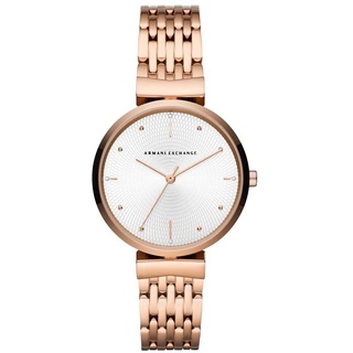 Armani Exchange Uhr für Damen , Dreizeigeruhrwerk, 36mm Rose Gold Edelstahlgehäuse mit Edelstahlarmband, AX5901