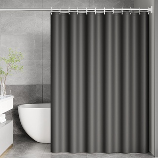 Beydodo Duschvorhang 300x200, Duschvorhänge Waschbar PEVA Badvorhange Schwarz Einfarbig Duschvorhang Antischimmel für Dusche