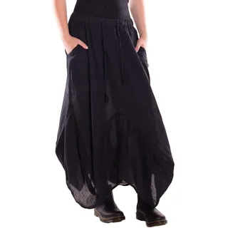 Vishes Langer Rock Damen Asymmetrisch Ballonrock Baumwolle Taschen - Alternative Mode - Einheitsgröße