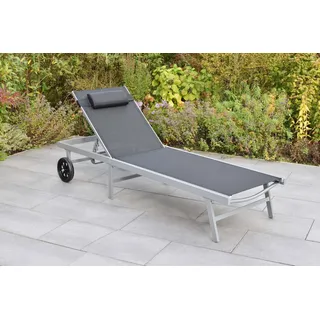 MERXX Gartenliege Tessin, Set, 1 Gartenliege mit Kopfkissen, mit Rollen, verstellbares Kopfteil, inkl. Kopfkissen