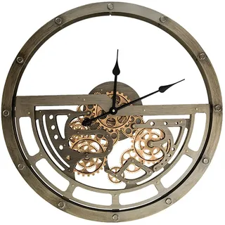 HAODING Wanduhr Groß Mit Beweglichen Zahnrädern, Industrial Steampunk Vintage Retro Romische Zahlen, Wanddeko Metall, Metall Wanduhr Für Wohnzimmer, Küche, Schlafzimmer, Büro - 65cm