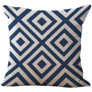 Kissenbezug 80x80 Blau-Beige Raute Kissenbezug 80x80 Sanft Baumwolle und Leinen Kopfkissenbezug 80x80 mit Reißverschluss Dauerhaft Kissenbezüge 80x80 Knitterfreie Starke Atmungsaktivität 1 Pcs