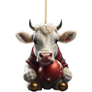 Weihnachtsdeko 2D Weihnachtskuh Anhänger Acryl Kuh Weihnachtsschmuck Lustig Weihnachtskugel Kuh Ornament Fenster Tür Auto Hängende Deko Party Weihnachten Geschenk Christbaumschmuck (A-014, One Size)