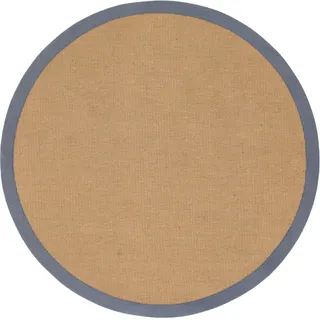 Sisalteppich CARPETFINE "Sisal" Teppiche Gr. Ø 160 cm, 5 mm, 1 St., grau Esszimmerteppiche mit farbiger Bordüre, Anti-Rutsch Rückseite