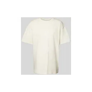 T-Shirt mit Label-Stitching, Beige, S