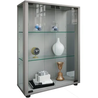 VCM Standvitrine Sintalo 60 x 25 x 80 cm Silber
