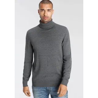 Rollkragenpullover AJC, Herren, Gr. XXL (60/62), grau (grau meliert), Feinstrick, Obermaterial: 50% Baumwolle, 50% Polyacryl, unifarben, Basic, schmal, Rippstrickbündchen, Pullover Rollkragenpullover, mit Rollkragen aus Rippstrick