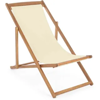 Liegestuhl Noemi 2er-Set aus Akazienholz, modern skandinavisch, klappbar, creme natur, verstellbar