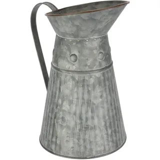 I.GE.A. Dekovase Metall-Krug (1 St), Graue Deko-Kanne mit Riffelung Schlaghammer-Optik Vase für Blumen braun