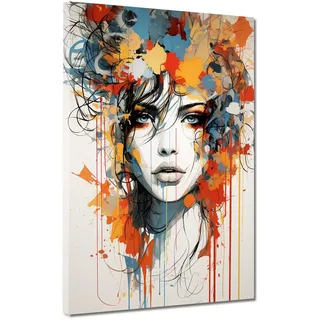 Splash Gesicht einer Frau Leinwandbild Wandbild Kunstdruck XL Deko Größe 40x30x2cm