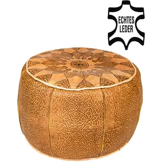 Marrakesch Orient & Mediterran Interior Pouf Leder 40 x 30 x 40 cm Braun