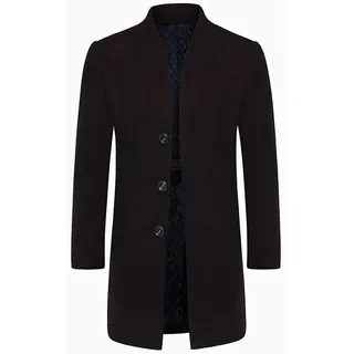 YOUTHUP Herren Wollmantel Regular Fit Dicker Wintermantel Mittellang | Ständerkragen, 3 Versteckte Knöpfe, Hüftlang, Dickes Material, Warm, Elegant, für Herbst & Winter für Business Freizeit - XS