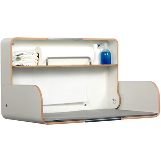 KAWAQ white | timkid Wickeltisch | TÜV-geprüft | klappbarer & platzsparender Wandwickeltisch | inkl. grauer Wickelmatte | Ideal für den öffentlichen & privaten Bereich | Made in Germany