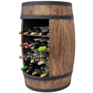 weeco Weinfass Bar - Weinregal Stehtisch XL 80cm. Hausbar mit Wine Bottle Holder Holzfass Geschenk. Weinflaschenregal Möbel im Loft-Stil - Weinreifung