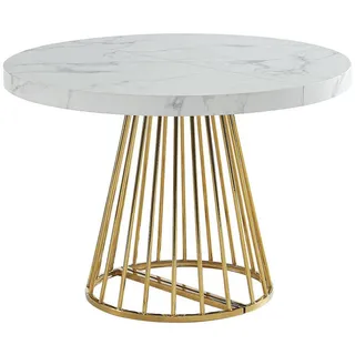 vente-unique Ausziehtisch 2 bis 12 Personen 76 x 75 x 90 cm weiß/gold