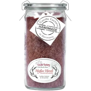 Candle Factory Mini Jumbo Duftkerze aus pflanzlichem Stearin im hitzebeständigen Glas der Marke Weck®, ca. 70h Brennzeit, Duft: heißer Hirsch