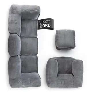 Lumaland Modulares Basic Set - Cord-Reihe | Indoor Sitzsäcke mit Softer Struktur, ideal Sofa Modulen & zum Pouf | Bean Bag mit Füllung - für Wohnzimmer & Co.