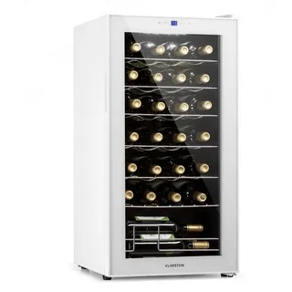 Klarstein Shiraz 28 Uno Weinkühlschrank 74L 28Fl Touch-Bedienfeld 5-18°C Weißes Glas