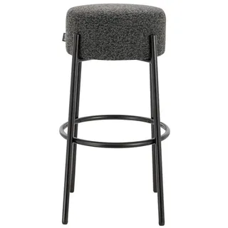 HOME DELUXE Barhocker OLIN - 41 x 41 x 76 cm (1 St), Teddy-Bouclé Bezug, Küchenhocker, Barstühle mit Fußstütze grau