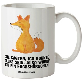 Mr. & Mrs. Panda Tasse Einhorn Wunsch - Weiß - Geschenk, Große Tasse, Unicorn, Einhorn Deko, XL Tasse Keramik, Einzigartiges Design weiß