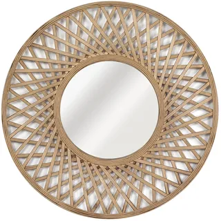 INSPIRE - Wandspiegel - Spiegel Rund ROSACE - Ø 60 cm - Beige - Bambus - Rattan - Holz - Hängespiegel rund - Design Wandspiegel