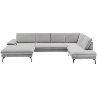 Dieter Knoll Wohnlandschaft, Hellgrau, Metall, 4-Sitzer, U-Form, 344x208 cm, Fußauswahl, Stoffauswahl, Sitzqualitäten, seitenverkehrt erhältlich, Hocker Rücken echt, individuell planbar, Wohnzimmer, Sofas & Couches, Wohnlandschaften, Wohnlandschaften in U-Form