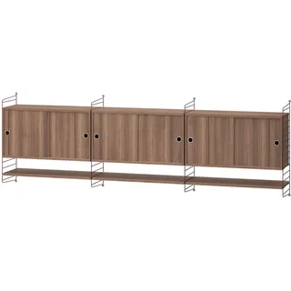 Sideboard wandmontage mit Regalböden Dunkelrot Walnuss