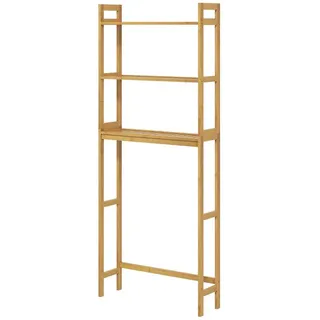 kleankin Toilettenregal 3-stöckiges Badregal Standregal mit Kippschutz, Bambus natur